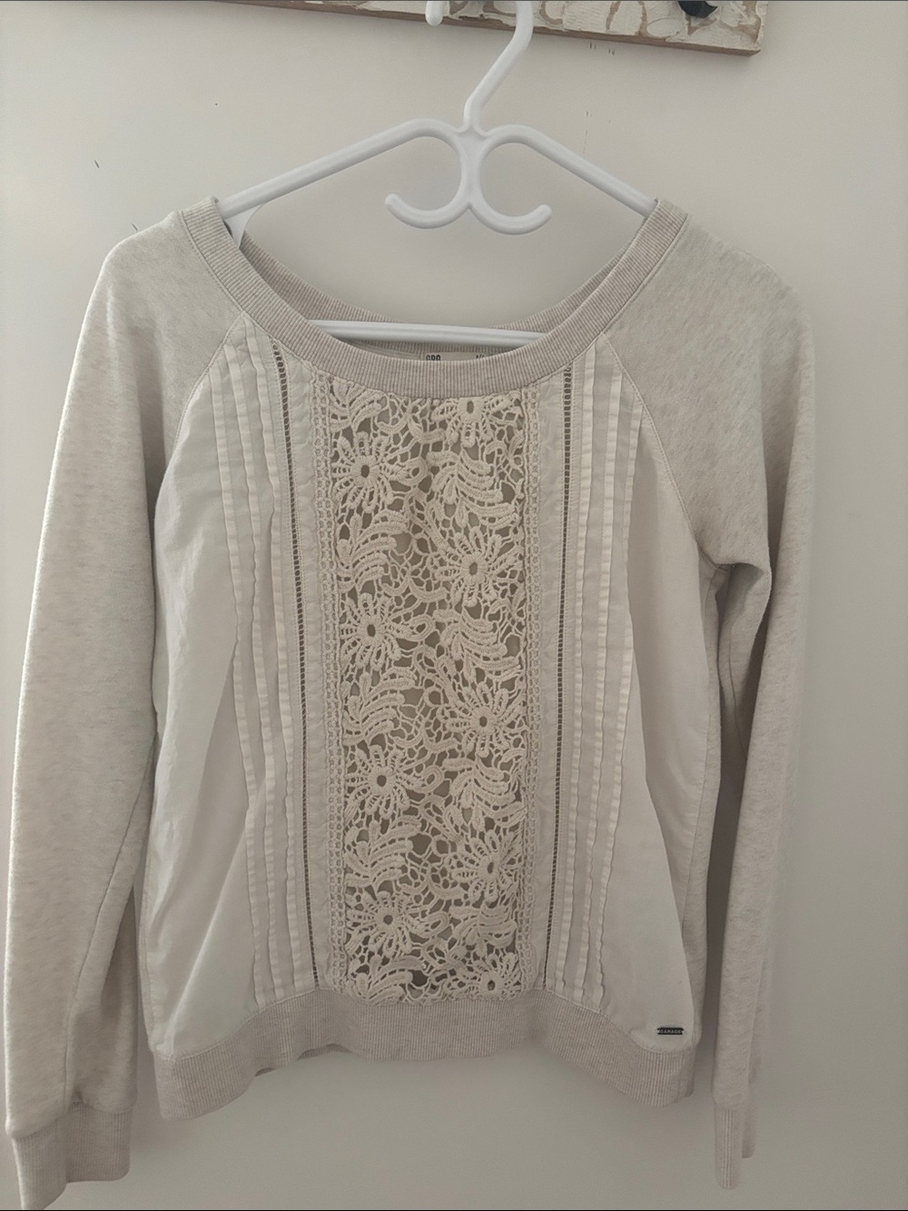 Garage Cream Lace Panel Women's Sweater